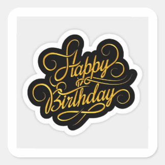 Adesivo Quadrado Papel de Presente para Celebração de Aniversário