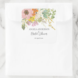Adesivo Quadrado Papel de suporte para chá de noiva de jardim de fl
