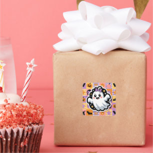 Adesivo Quadrado Papel Fantasma Kawaii e Pratos de Festas - Patchwo