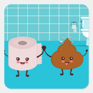 Adesivo Quadrado Papel Higiênico e Amigos Cacas – Amigos de Desenho