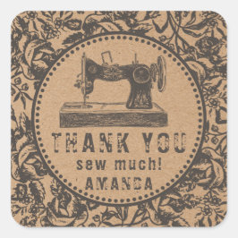 Adesivo Quadrado Papel Kraft Floral Para Máquinas De Costura