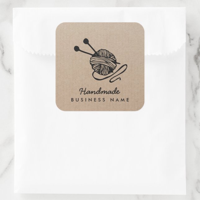 Adesivo Quadrado Papel kraft para tricô moderno para artesanatos fe (Bolsa)
