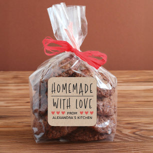 Adesivo Quadrado Papel Kraft Personalizado Feito à Mão Com Amor