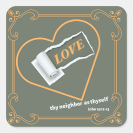 Adesivo Quadrado Papel rasgado sobre "AMOR"