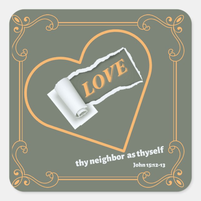 Adesivo Quadrado Papel rasgado sobre "AMOR" (Frente)