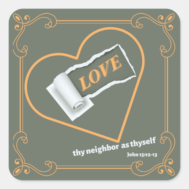 Adesivo Quadrado Papel rasgado sobre "AMOR" (Frente)