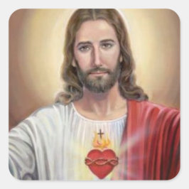 Adesivo Quadrado Papelaria Envelope Coração Sagrado de Jesus Cristo