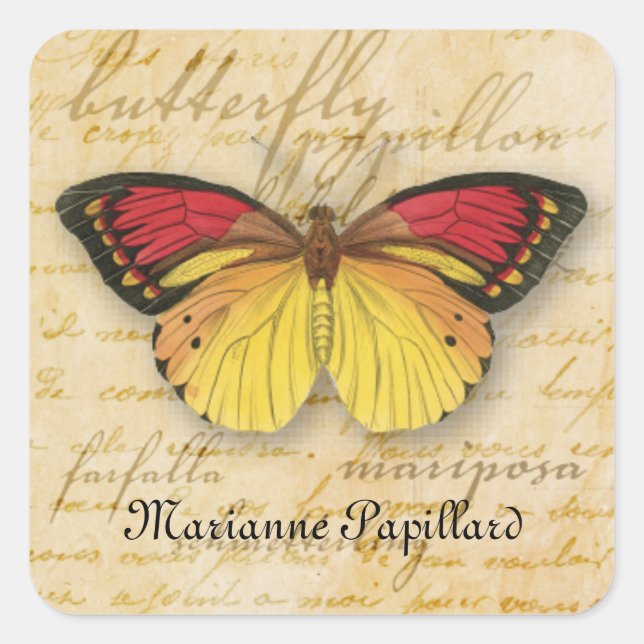 Adesivo Quadrado Papillon Words Sticker (Frente)