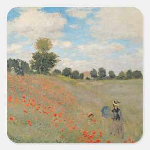 Adesivo Quadrado Papoilas selvagens de Claude Monet  , perto de