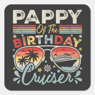 Adesivo Quadrado Pappy da Vacinação de Cruzadores de Aniversário