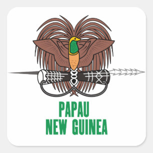 Adesivo Quadrado PAPUA-NOVA GUINÉ - emblema/pavilhão/casaco de arma