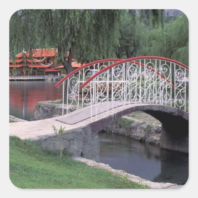 Adesivo Quadrado Paquistão, região de Skardu. Shangri La Lodge (Frente)