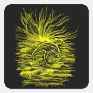 Adesivo Quadrado Par de delfim