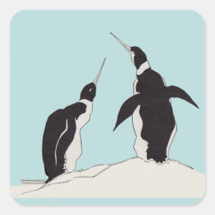 Adesivo Quadrado par de pinguins