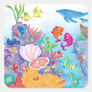 Adesivo Quadrado Para baixo no oceano