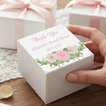 Adesivo Quadrado para Chá de Noiva com Floral Rosa