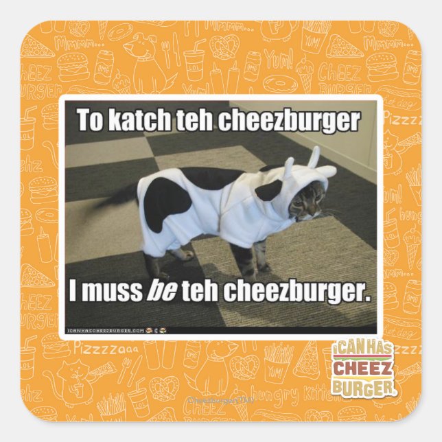 Adesivo Quadrado Para chutar o cheezburger (Frente)