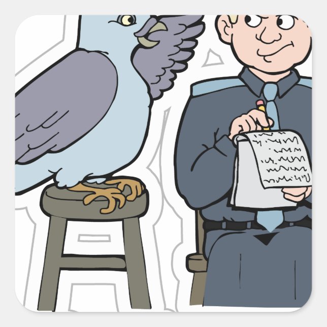 Adesivo Quadrado pára de chocar pombo (Frente)