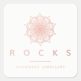 Adesivo Quadrado Para Liz Mandala Rosa Rosa Dourada Branco Metálico