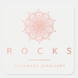 Adesivo Quadrado Para Liz Mandala Rosa Rosa Dourada, Rosa, Cinzas M