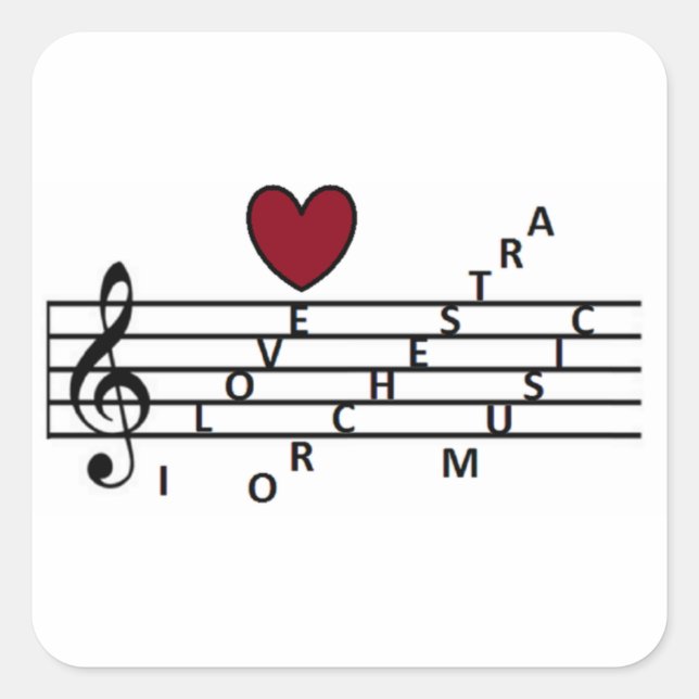 Adesivo Quadrado Para o amante da música da orquestra (Frente)
