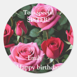 Adesivo Quadrado Para um aniversário especial de Rosas vermelhas ro