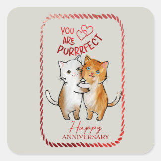 Adesivo Quadrado Para um casal Purrfeito no aniversário