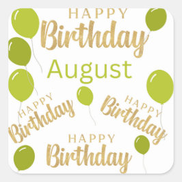 Adesivo Quadrado Parabéns, August Birthdays Sticker