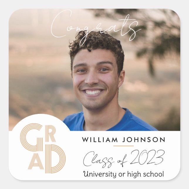 Adesivo Quadrado Parabéns Classe de Formando de 2023 (Frente)