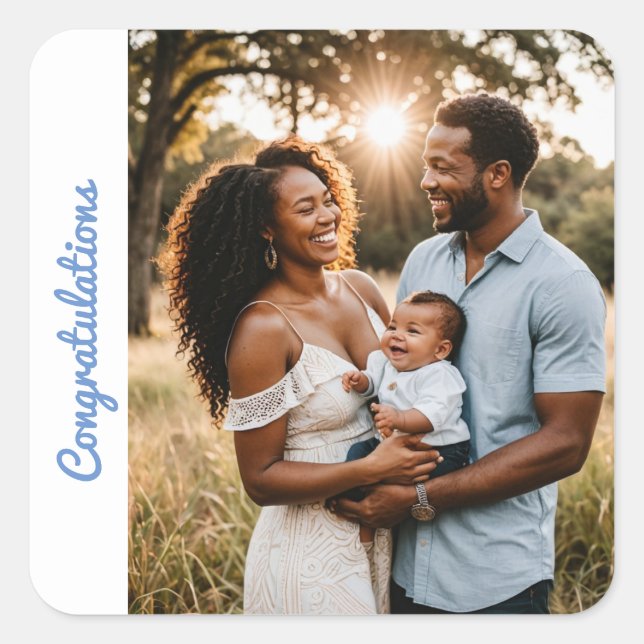 Adesivo Quadrado parabéns do bebê (Frente)