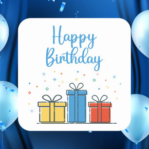 Adesivo Quadrado Parabéns modernos e simples