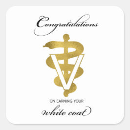 Adesivo Quadrado Parabéns pela Cerimônia do Jaleco Branco Veterinár