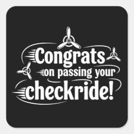 Adesivo Quadrado Parabéns por passar na sua checkride!