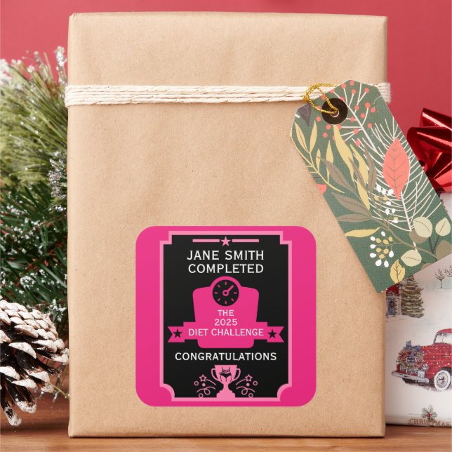 Adesivo Quadrado Parabéns por perda de peso (Feriado)