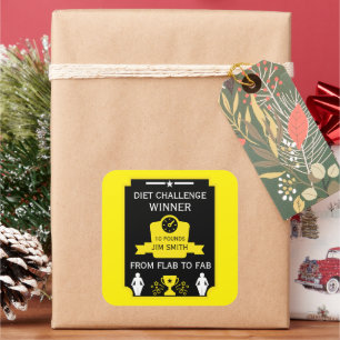 Adesivo Quadrado Parabéns por perda de peso