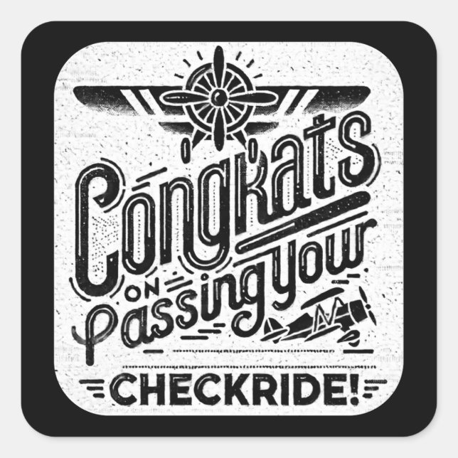 Adesivo Quadrado Parabéns por ter passado o cheque! (Frente)