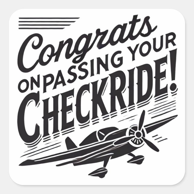 Adesivo Quadrado Parabéns por ter passado o cheque! (Frente)