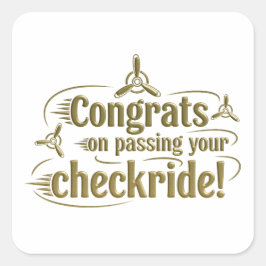 Adesivo Quadrado Parabéns por ter passado o cheque!