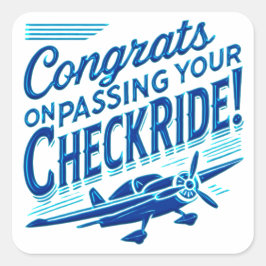 Adesivo Quadrado Parabéns por ter passado o cheque!