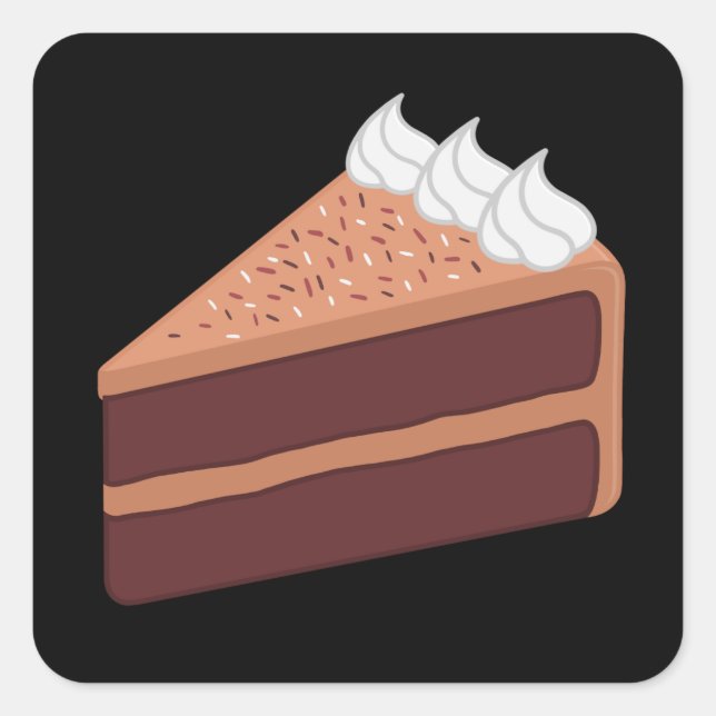 Adesivo Quadrado Parabéns, saboroso bolo de chocolate (Frente)