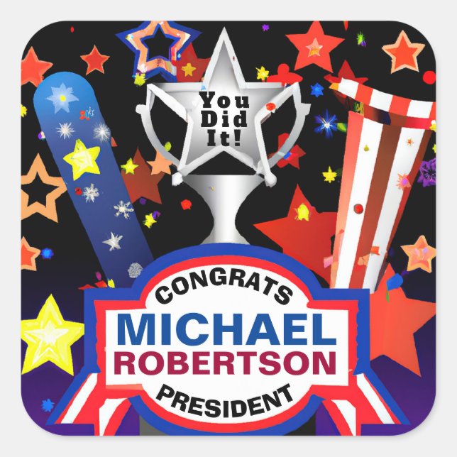 Adesivo Quadrado Parabéns vencedores da campanha (Frente)