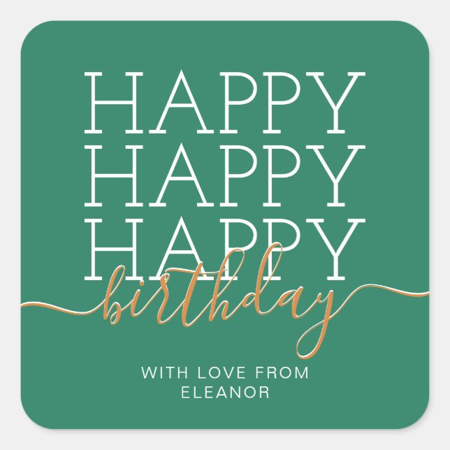 Adesivo Quadrado Parabéns verde moderno (Frente)