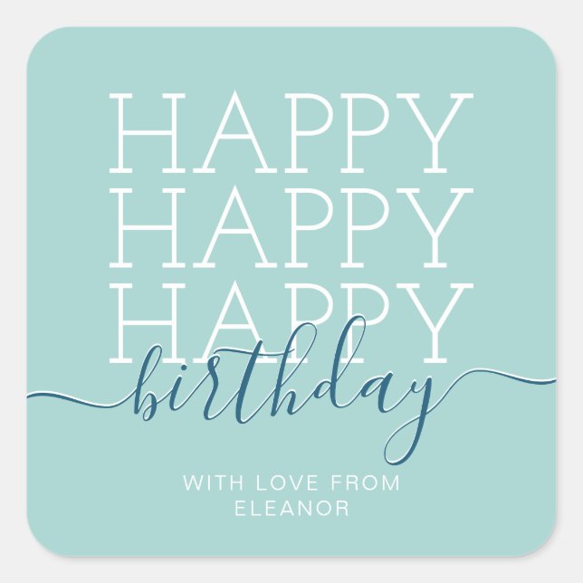 Adesivo Quadrado Parabéns verde moderno (Frente)