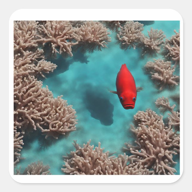 Adesivo Quadrado paraíso de coral (Frente)