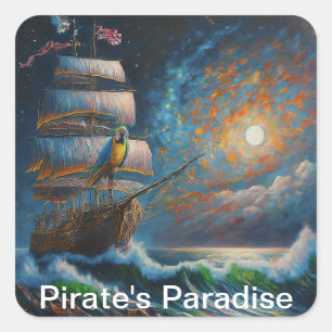 Adesivo Quadrado Paraíso de Pirata