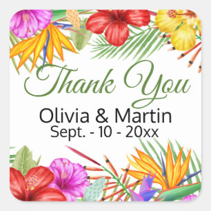 Adesivo Quadrado Paraíso do Jardim Tropical