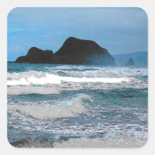 Adesivo Quadrado Paraíso Tropical do Oceano Costeiro do Havaí