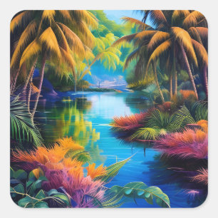 Adesivo Quadrado Paraíso Tropical II