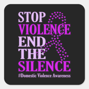 Adesivo Quadrado Parar a violência apoia a conscientização da violê