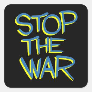 Adesivo Quadrado parar mensagem de texto do símbolo de paz de guer